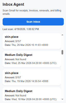 Inbox Agent — Gmail Subscription Tracker (Chrome Extension)